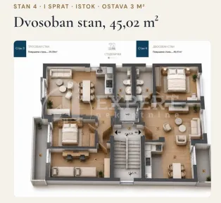 Dvosoban stan Pantelej(Niš) 45,02m², 1 sprat — #17106 — slika 4