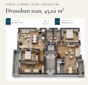 Dvosoban stan Pantelej(Niš) 45,02m², 2 sprat — #17108 — slika 4